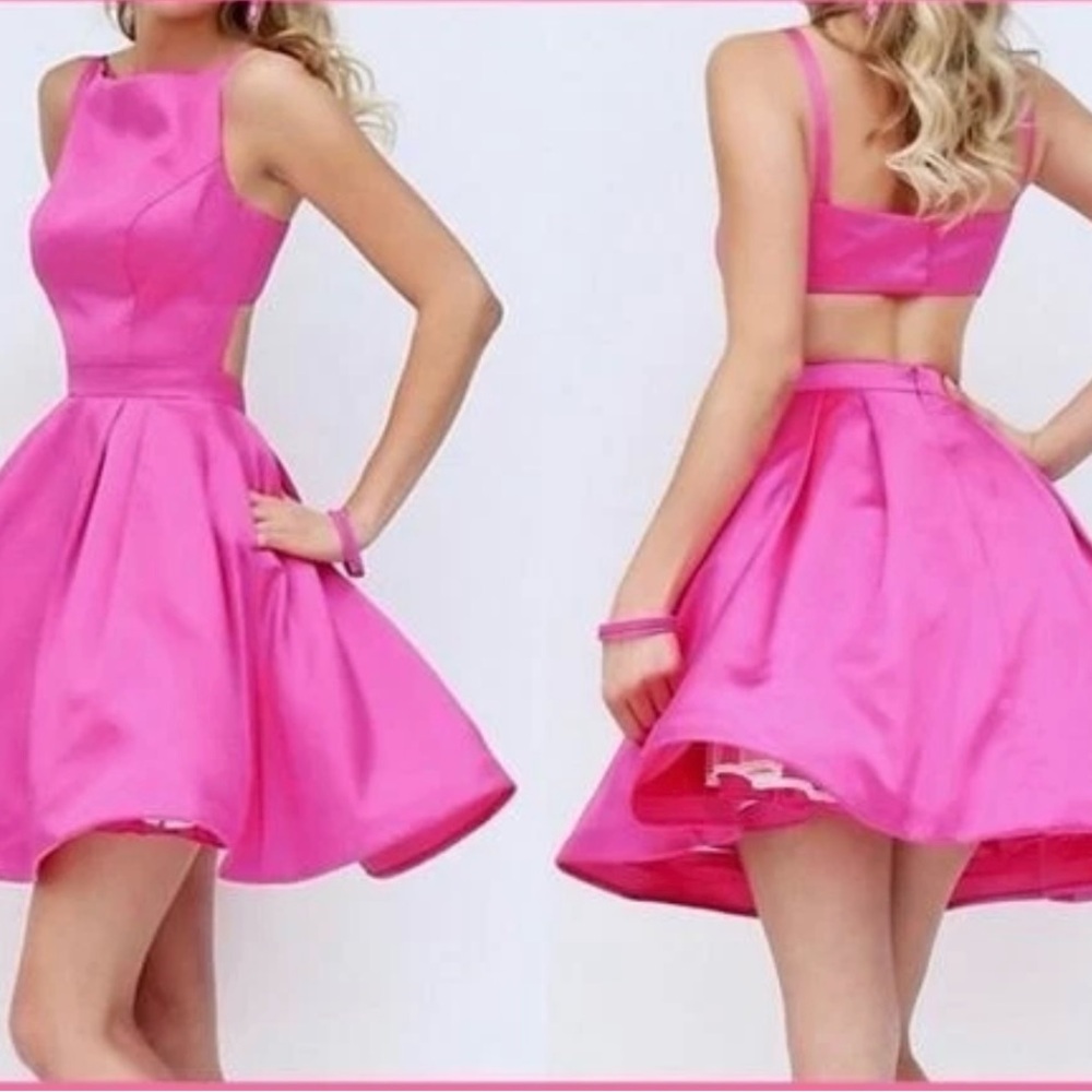 Sherri Hill Vibrant Pink Backless Dress